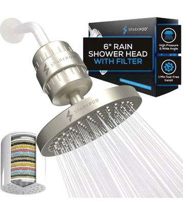#ad Sparkpod High Pressure Rain Shower Head amp; Filter 6quot; Round Brushed Nickel $29.99