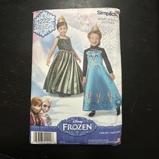 Simplicity Pattern 1222 Disney Size 3-8 Costume Frozen Elsa Anna Dress Uncut New