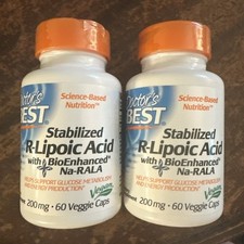 2 Pack Stabilized R-Lipoic Acid , 200 mg, 60 Veggie Caps. 120 Total Exp 2/2026