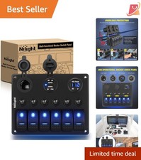 6 Gang Switch Panel  12V Volt Meter  Dual Charging for Trucks  RVs