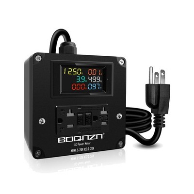 20A AC Power Meter, 125V LCD Display Digital Multimeter Tester, NEMA 5-15P to...