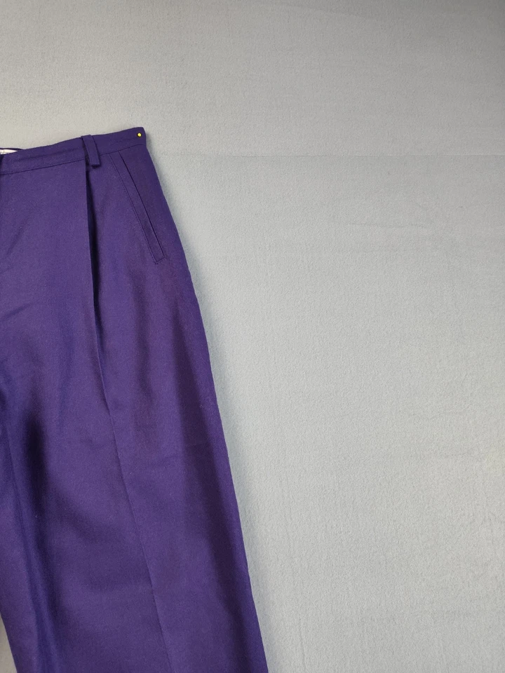 Pantalón para mujer Amanda Smith 10 púrpura plisado pura lana tiro alto ropa de trabajo recta Foto 3 de 4