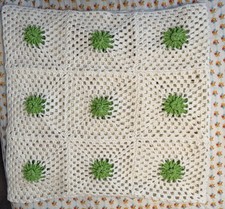 VTG Large Retro Handmade Granny Square Crochet Afghan Blanket 73x77" Throw Boho