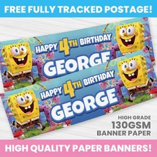 PERSONALISED SPONGEBOB BANNER ANY NAME SPONGEBOB PARTY PHOTO BANNERS