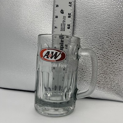 Vintage A&W Root Beer Soda Mug 6'' Tall Dimple Sides Heavy Glass Handle