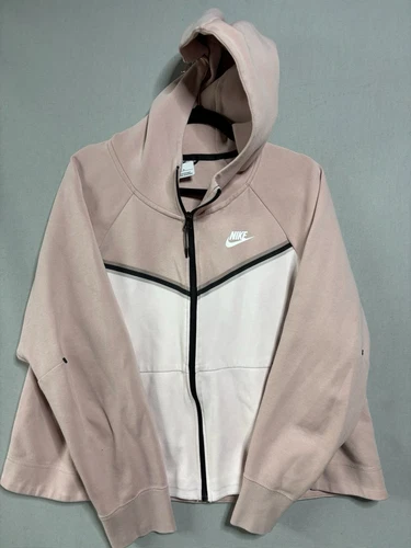 OFF WHITE Felpa con cappuccio e zip intera Nike Tech Windrunner da donna rosa Oxford rosa chiaro avorio XL