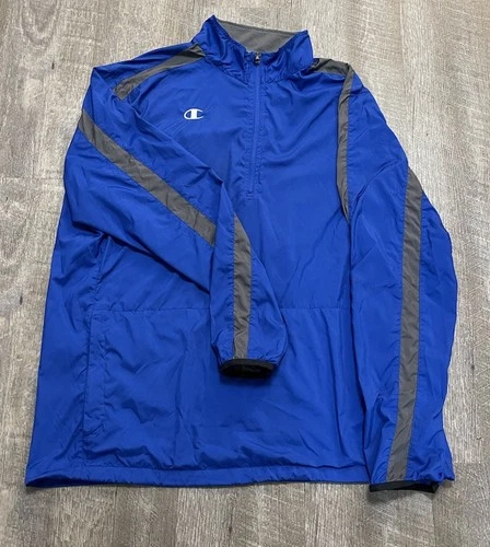 Champion Performance Windbreaker Jacket Large 1/4 Zip Packable Pullover Sport Bl - product listing photo