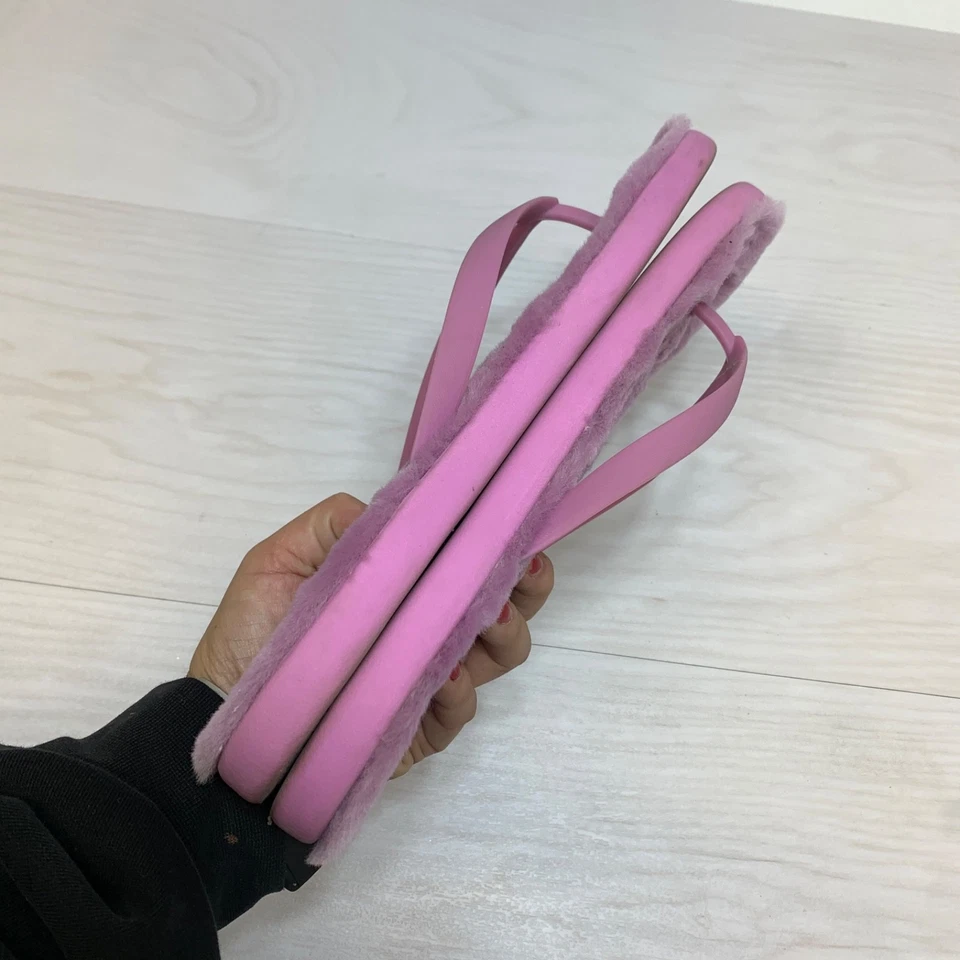 UGG Australia Fluffy Purple Fur Fluffie Flip Flops Womens Size 10 Thong Sandals - Image 4 of 4