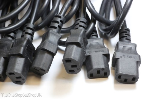 10 x 3 Pin 1.8m UK Black Mains Cable IEC 320 C13 For Televisions, Computers etc - Afbeelding 1 van 12