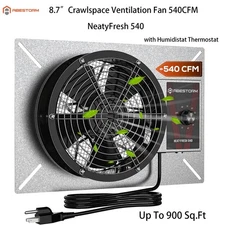 Abestorm 8.7”Crawlspace Ventilation Fan 540CFM Basement Garage Attic Exhaust Fan