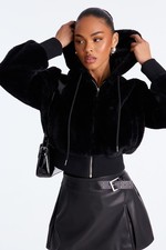 Keep Me Warm Faux Fur Jacket - Black