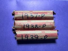 3 Lincoln Wheat Cent Rolls; 1937, 1940, 1941--All Philadelphia Mint!!   (3678P)