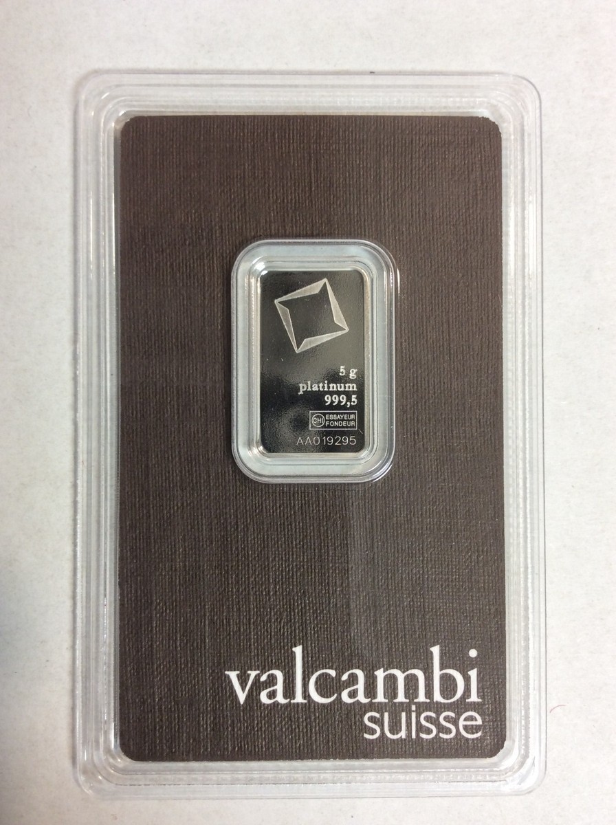 5g VALCAMBI SUISSE Platinum Bar Sealed Assay Certificate AA019295