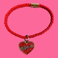 Disney Minnie Mouse Bracelet Stretch Red Heart Charm Travel Cruise Vacation