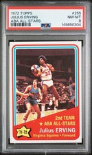 1972-73 Topps - ABA All-Stars Julius Erving #255 (RC) - Virginia Squires - PSA 8