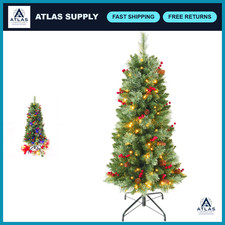 4ft Prelit Artificial Christmas Tree, Warm White  Multi-Color LED, Battery Time
