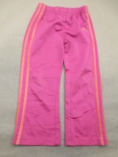 Adidas Size 4T Girls Pink Elastic Waist Straight Activewear Sport Logo Pants 093