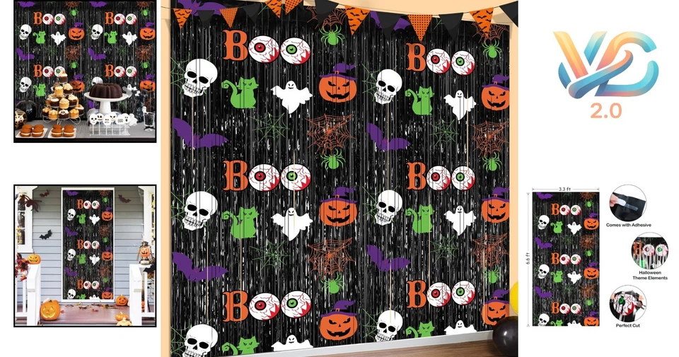 Transform Your Space с 2 упаковками страшные черные фоны для Хэллоуина - 3,3 x 6,6 фута - Изображение 2 из 4