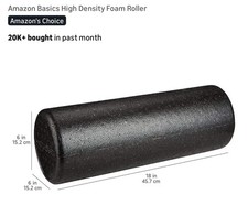 Amazon Basics High Density Foam Roller Black 18 x 6 in Full Body Gym Yoga