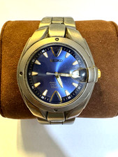 Seiko Orologio Uomo Titanio Calendario Perpetuo Quadrante Blu – 8F32 Quarzo Giappone
