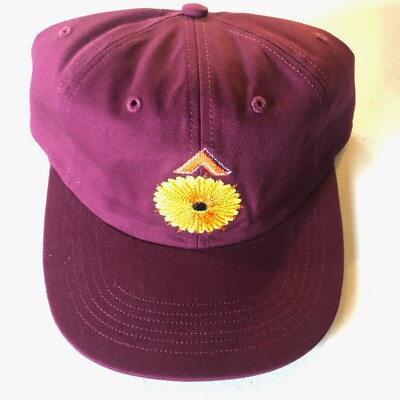 New Bianca Chandon Flower Circumflex Hat Berry FW21 OS Made in USA Leather Strap