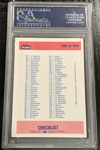 1986 Fleer CHECKLIST PSA 8 NM-MT Basketball #132 - Picture 2 of 2