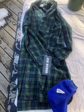 Joe Boxer NWT Boys Plaid Bathrobe Size 14 And Blue Fleece Dlipper Socks Xl