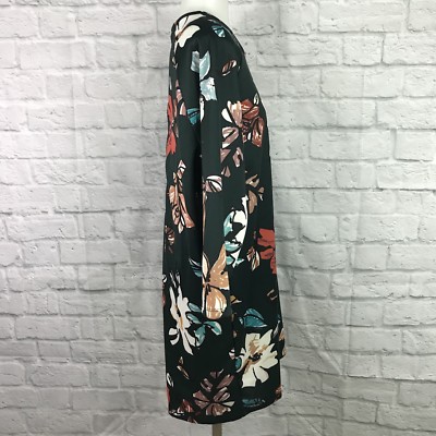 Pull & Bear Women's Large Shift Dress Green Floral 3/4 Sleeve | eBay