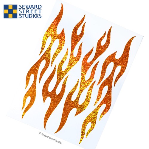 Flame Glitter Helmet Decals, 4 Flames Motorcycle Frame Glitter Stickers / #876G - 第 15/35 張圖片