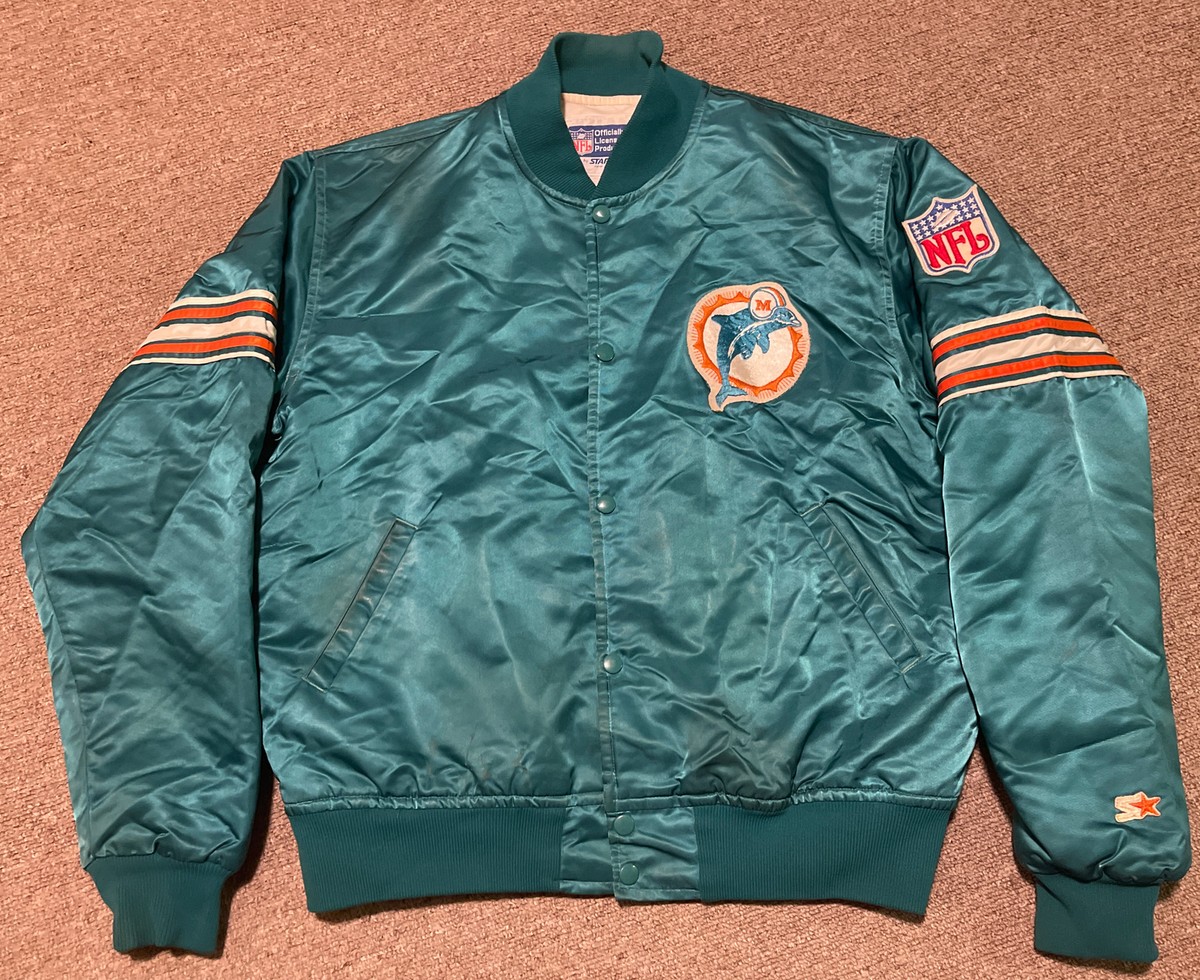 Vintage 80s Large MIAMI DOLPHINS NFL Pro Line Starter Satin Bomber