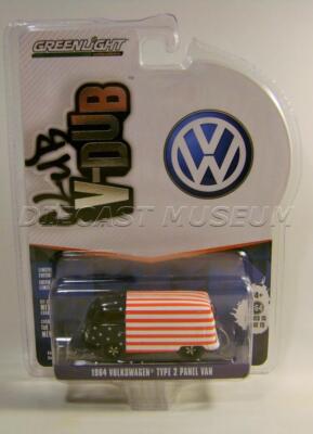 1964 '64 VW TYPE 2 PANEL VAN FLAG PAINT V-DUB R15 GREENLIGHT DIECAST 2022