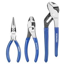 WORKPRO 3PCS Plier Sets 6" Needle Nose Plier 6" Slip Joint Plier 8" Groove Plier
