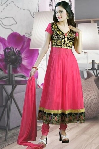 Impressive Salmon Pink Anarkali with 