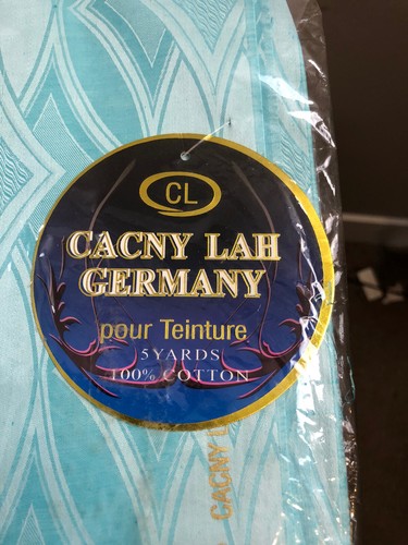 Cacny Lah Germany Aqua Blue 100% Cotton Yarn-Dyed Patterned Fabric 5 Yards NEW - Picture 5 of 7