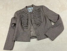 anthropologie tabitha brown wool pleated crop jacket blazer size 4