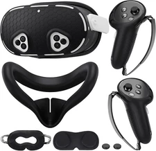 Silicone Cover Set Compatible with Meta/Oculus Quest 3s Accessories, VR Silicone
