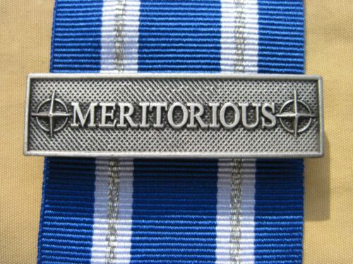 Agrafe MERITORIOUS en métal argenté  pour Médaille OTAN / NATO - Foto 1 di 1