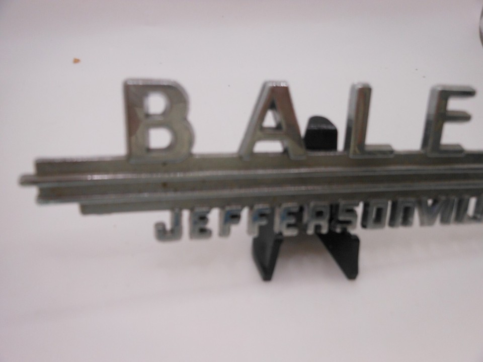 Vintage BALES Jeffersonville Auto Dealership Badge Emblem Metal