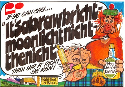 SCHOTTISCHE COMIC POSTKARTE BETRUNKENER SCHOTTE KONTINENTALGRÖSSE UNGELAUFEN SEHR GUT/POSTFRISCH
