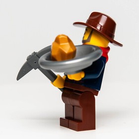 NEW LEGO Western Gold Miner Prospector Minifigure (ww025) 45023 w/ Nugget & Pan