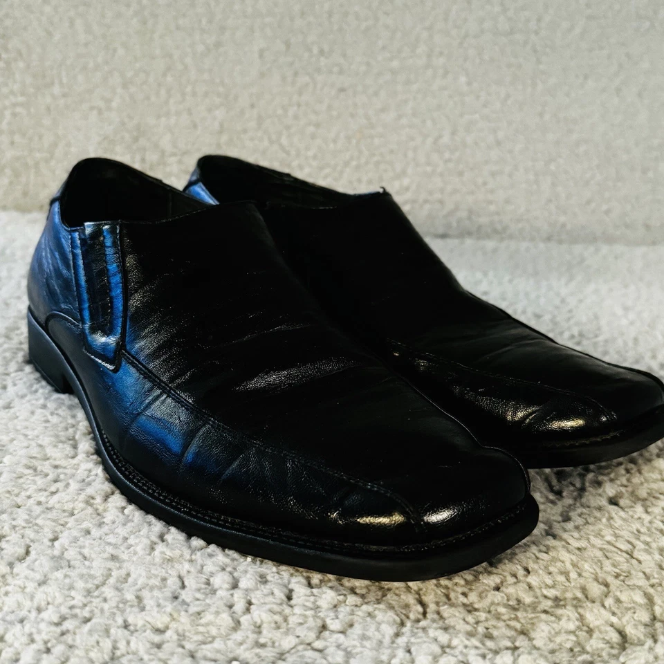 Delli Aldo Zapatos Mocasines Hombres 11 Negro Cuero Vestido Foto 3 de 4