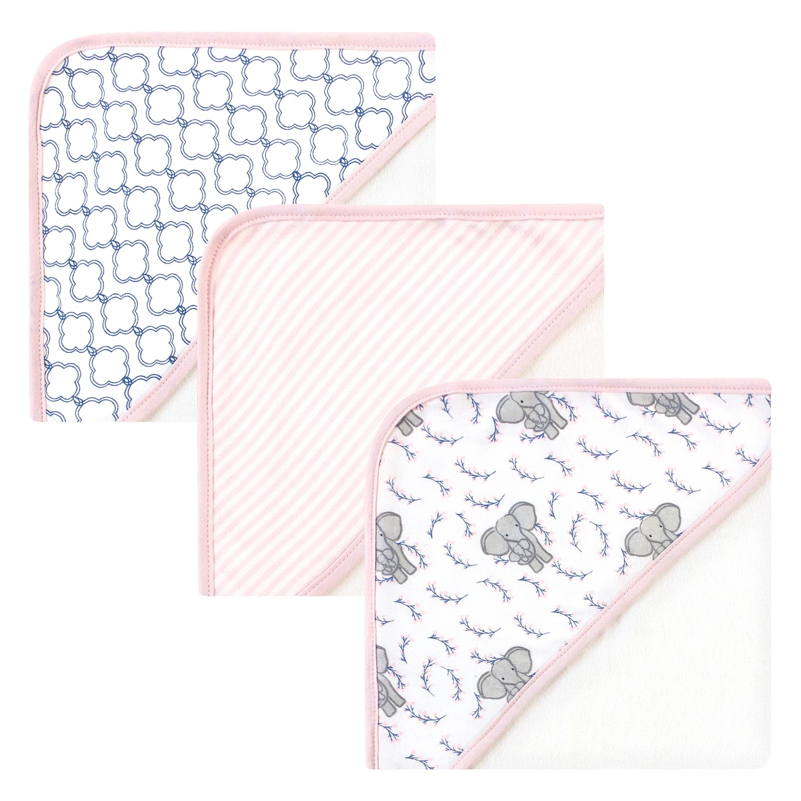 Touched by Nature Organic Cotton Hooded Towels, Pink Elephant, One Size