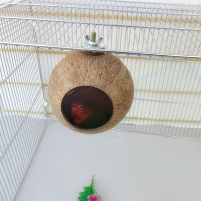 Parrot Nest Coconut Shell House Cage Feeder Parakeet Birds