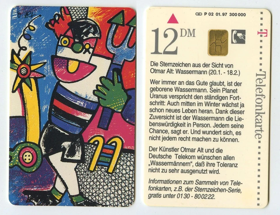118694 - Otmar Alt: Wassermann / Sternzeichen - alte Telefonkarte - Bild 1 von 1