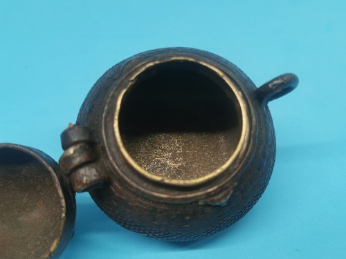 Beautiful Antique Handmade Carved Dhokra Lidded Brass Bowl India Tribal - Picture 9 of 13