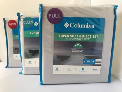 Columbia Super Soft Performance GRAY Full or King Sheet 6 Piece Set New