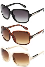 3 Pack Oversized Large Plastic Frame Rectangular Fashion Sunglasses for Women