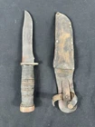 Vintage WW2 Cattaraugus 225Q US Military Fighting Knife With Leather Sheath