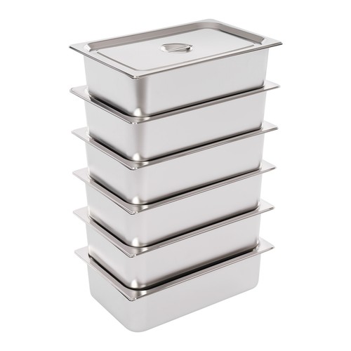 6 Pack Full-Size Deep Stainless Steel Steam Table Pans Hotel Food Prep Pan - Picture 9 of 20