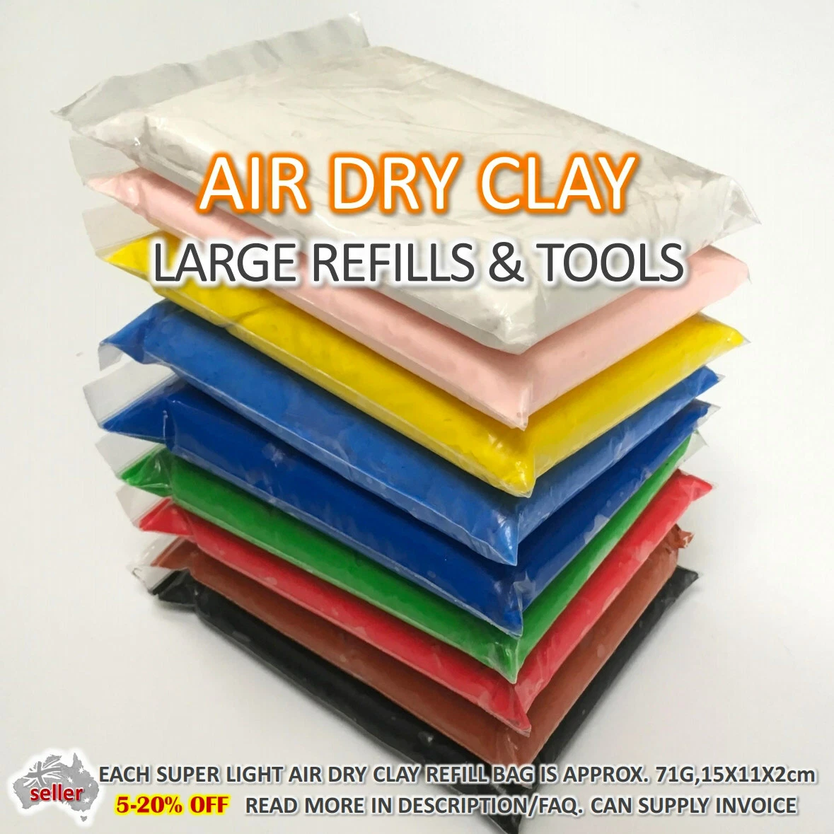 AIR DRY CLAY LARGE REFILL Soft Clay Super Light Modeling Air Clay Craft  AUSSIE